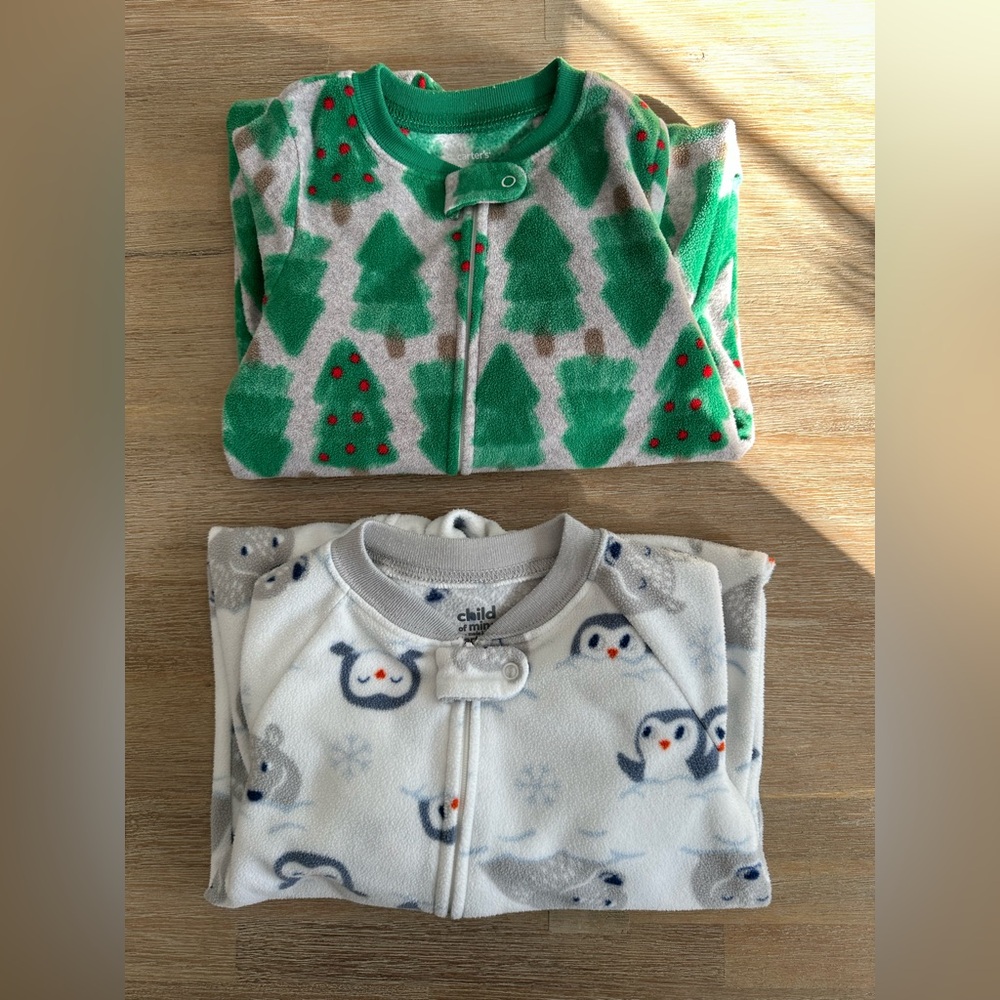 Carter’s + Child of Mine | Bundle of 2 Fleece Footed Pajamas | 18m